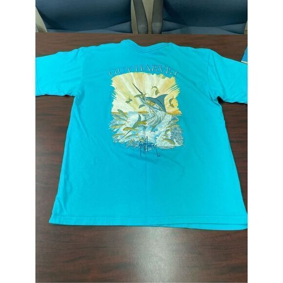 Guy Harvey Mens Blue Short Sleeve Fish Pocket Tee- Medium - Picture 3 of 6